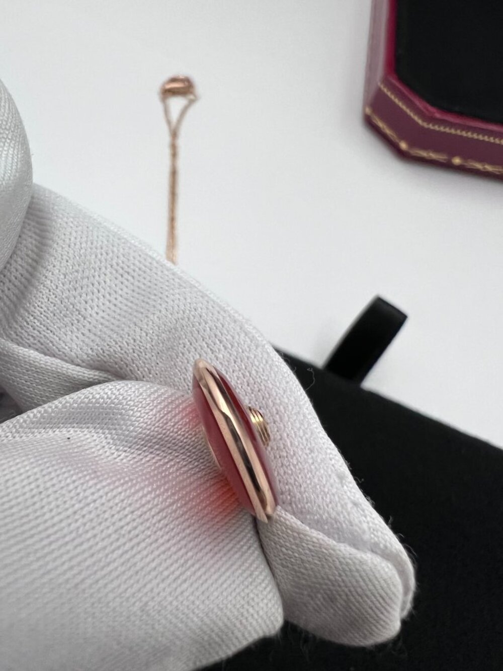 Cartier Amulette XS Carnelian Diamond 18K Rose Gold Necklace - Picture 3 of 7